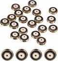 MECCANIXITY 20 Pcs Flat Round Evil Eye Beads Colorful Flat Loose Spacer Evil Eye Charms for DIY Bracelet Earrings Necklace Crafts Jewelry Making, Black