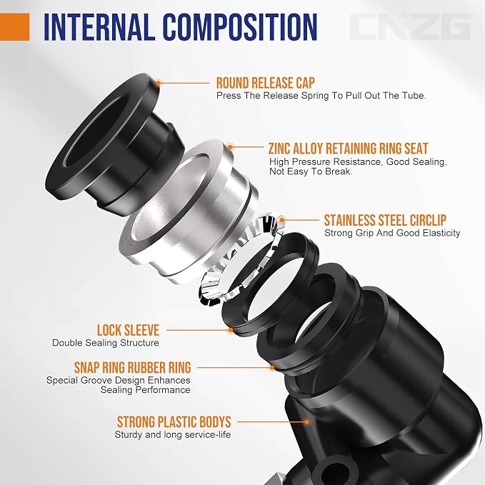 1/8 Push to Connect Fittings npt Thread to 1/4 Air Line Quick | Pneumatic - Image 3
