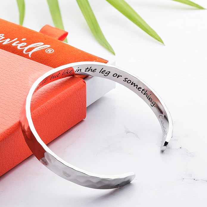 Carviell Engraved Cuff Bracelets for Women – Inspirational, Friendship, Love, Mom, Daughter, Sister, Christian, Graduation, Memorial & Wedding Gifts – 80+ Phrases – Stainless Steel, Gift-Ready