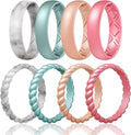 Egnaro Women's Bridal Rings Sets, Inner Arc Ergonomic Breathable Design Silicone Rubber Wedding Bands