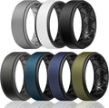 Egnaro Silicone Rings for Men 1/4/5/6/7 Multipack of Breathable Mens Silicone Rubber Wedding Rings Bands - Step Edge
