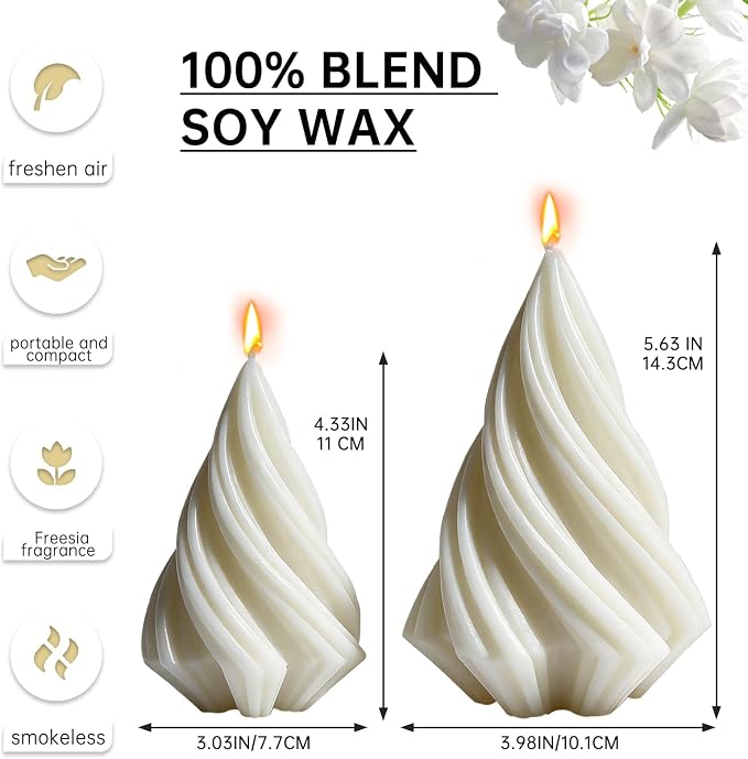 2PCS Spiral Scented Pillar Candles, Beautiful Handmade Christmas Tree Candle | - Image 2