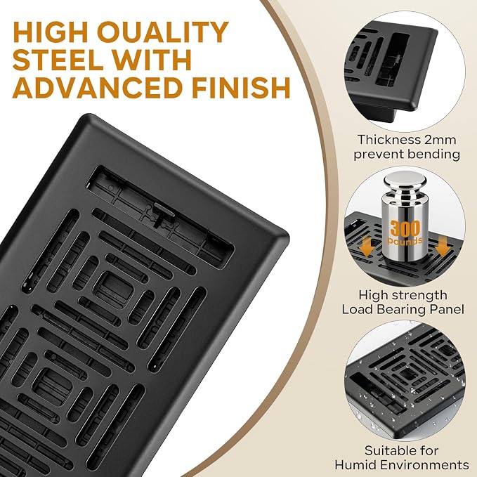 2x14 Floor Register Vent, 2 Pack Heavy Duty Walkable Steel Floor Vent, - Image 3