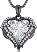 CDE Valentines Day Gifts for Women Angel Wings Necklace for Women with Birthstone, Love Heart Silver Tone/Gold Tone Pendant, Ideal Anniversary or Birthday Jewelry Gifts for Wife Girlfriend Her