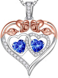Iefil Valentines Day Gifts for Her - 925 Sterling Silver Rose Heart Necklaces for Women, Anniversary Birthday Gifts for Wife Girlfriend Mom