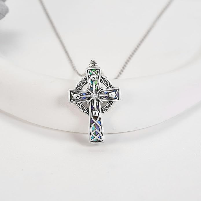 Compass Necklace Sterling Silver Celtic Knot Necklace Graduation Friendship Talisman Travel Necklace Inspirational Graduation Gift Jewelry Gifts for Women Girls