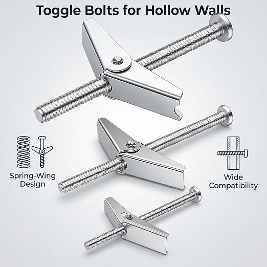 weideer 165PCS 8Sizes Drywall Anchors and Screws Kit, Toggle Bolts and Wing Nut - Image 5