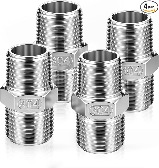 1/2" MNPT to 1/2" MNPT Male to Male 4 Pcs Hex Bushing Nipple Reducer, 316 by Otoolling