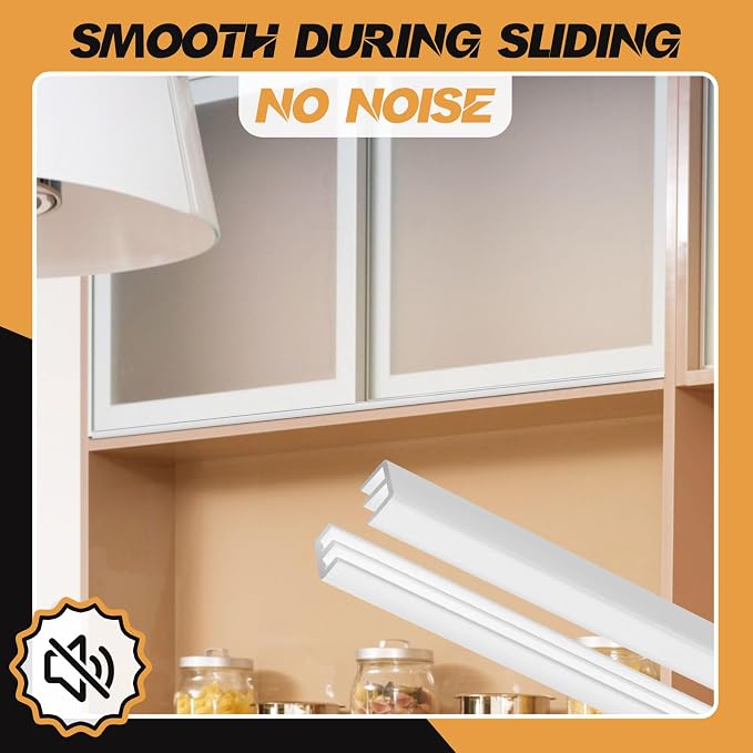 4 Sets 4 ft Long Plastic Sliding Cabinet Door Track Hardware Set - Image 4