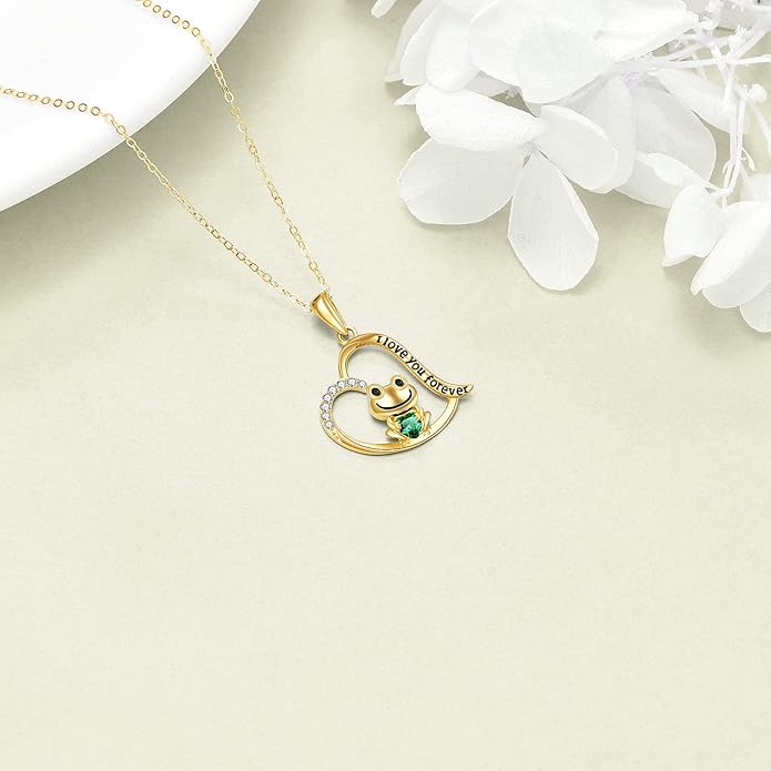 KECHO 14K Gold Animal Pendant Necklace - Dainty Zodiac & Pet Inspired Charm Necklace for Women - 16+1+1"