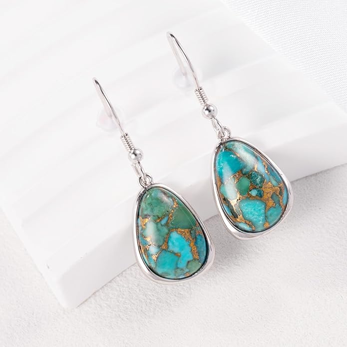 Turquoise Earrings for Women Western Jewelry for Women 925 Sterling Silver Dangle Drop Earrings Boho Western Vintage Jewelry for Gift