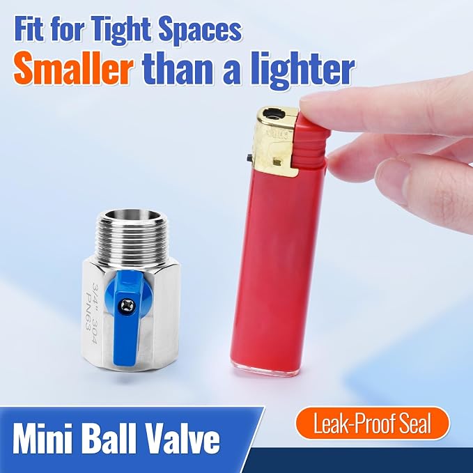 2 Pack 3/4" Mini Ball Valve, 304 Stainless Steel Manual Shut-Off Ball Valve - Image 3