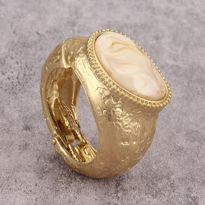 Gold Cuff Bracelet for Women Silver Beaded Bracelets Open Bangle Stackable Stretch Bead Bracelet Boho Jewelry Gifts for Wife Couple