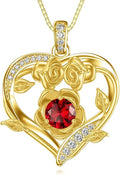Midari 18K Gold Heart Birthstone Necklace for Women Rose Pendant Birthday Jewelry Gifts for Wife Her Daughter Mom