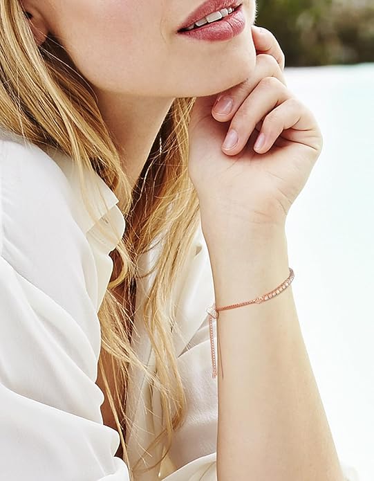 KRKC&CO Moissanite Bolo Tennis Bracelets for Women, 1.6-8.0 ct.tw, Adjustable Length S925 Sterling Silver, Christmas Gifts for Her, Luxury Box, 2/3/4mm D Color VVS1 White/14K/24K/Rose Gold Plated