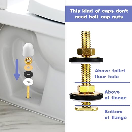 2 Pack Heavy Duty Toilet Floor Bolts and Caps, Solid Brass Closet Flange Bolt - Image 4