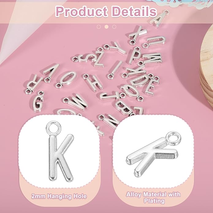 uxcell Letter Charm, Alloy Letter Initial Alphabet Charm for DIY Crafts Jewelry Making Bracelet Earrings Necklace