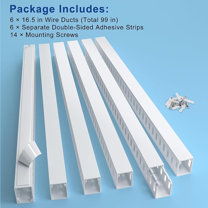 1.6"H x 1.2"W Cable Raceway, 99in Under Desk Wire Management Channel, 16.5in - Image 3
