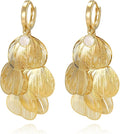 Boho Flower Layered Floral Leaf Drop Dangle Earring For Women,Metal CZ Gold Lightweight Flower Bohemian Gold Petal Exaggerated Jewelry Earrings For Women Brides Party Prom Wedding