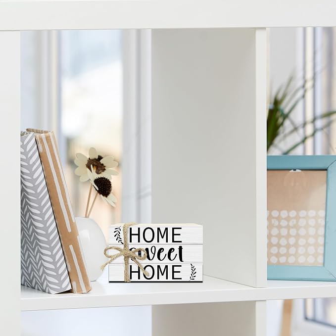 Mini Decorative Books for Home Decor, Small Rustic Wood Book Stack for Table - Image 4
