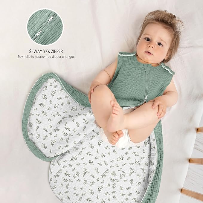 lulumoon Sleep Sack Muslin for Baby: Cotton Wearable Blanket for 3-9 Months - Soft Lightweight Ideal for Nursery Lounge Nighttime Naptime 6-12 Months
