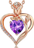 1.2CT Rose Heart Necklace Option of Moissanite or Lab-Grown Sapphire Ruby Emerald&More Necklace for Women Birthstone Girlfriend Necklace S925 Sterling Silver 18K White/Rose Gold Plated D Color VVS1 Gift for Wife Mother Daughter for Birthday Anniversary...