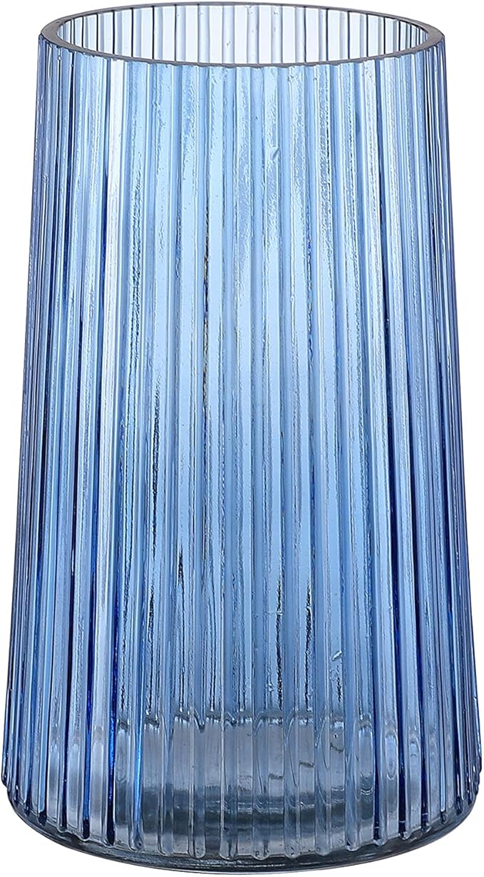 Blue Glass Vase for Flower, Flower Vase for Bouquet, Modern Glass Vases by MARTAGE