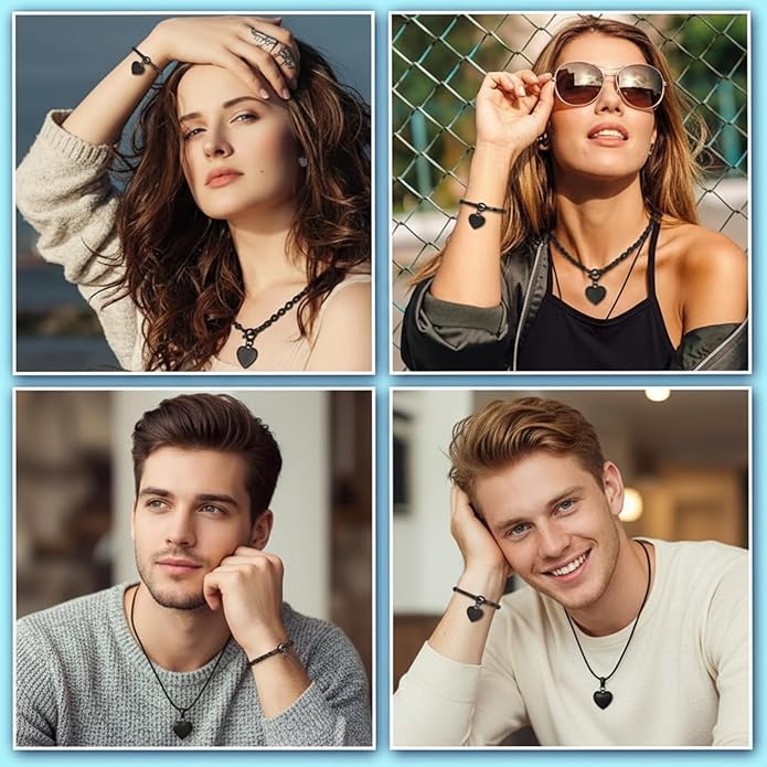 Bucherry 3 Pcs Heart Jewelry Set Bow Snowflake Jewelry Heart Pendant Chain Toggle Necklace with Bracelet Earrings Snowflake Stainless Steel Link Chain for Women Gift