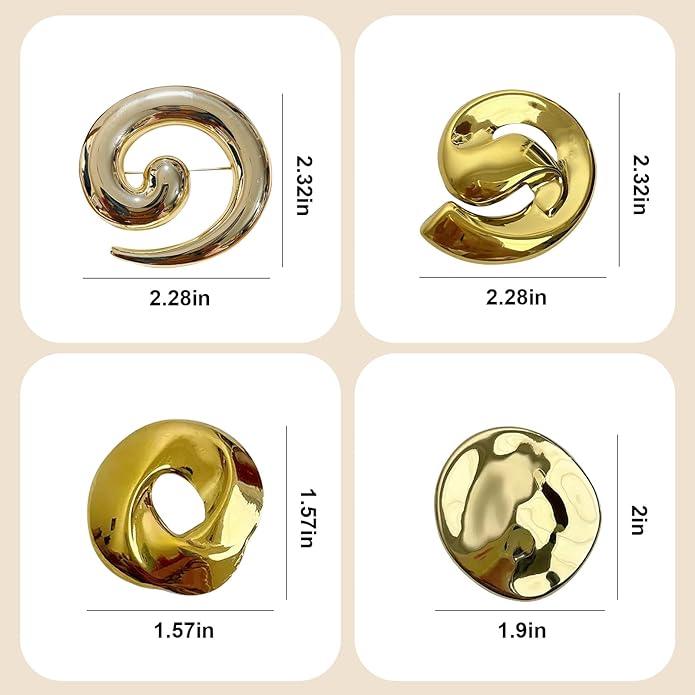 Minimalist Metal Brooch for Women, Unique Irregular Shape Pin Jewelry, Sun, Snail, Starfish & Abstract Design Brooches, Fashion Accessories for Coat, Dress, Scarf, Bag