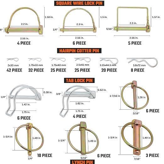 Neiko 50418A Trailer Hitch Pin Clip Set, Zinc Plated, Steel Square Tractor - Image 3