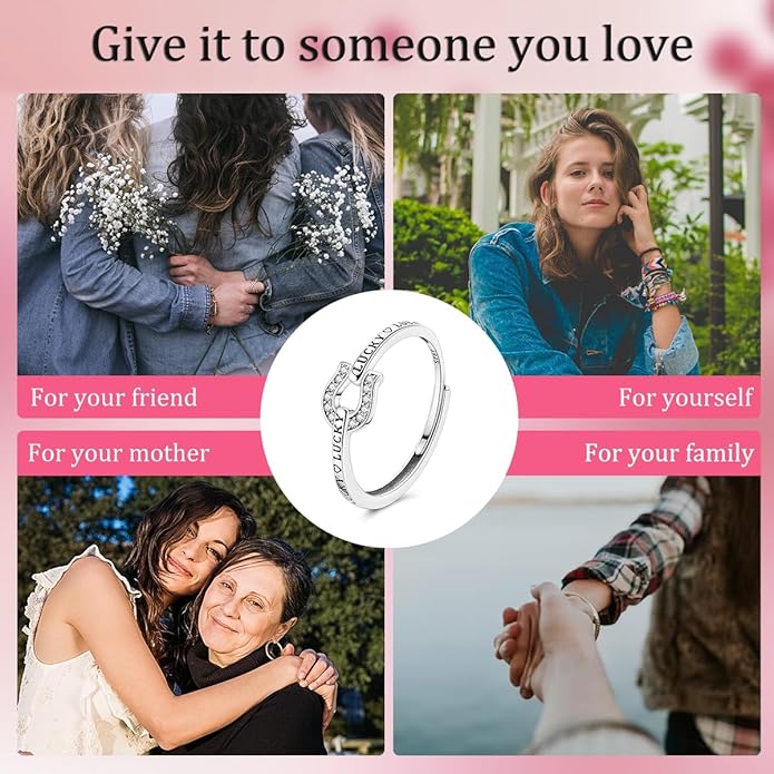Parmuz 925 Sterling Silver Adjustable Ring for Woman Stackable Open Lucky Ring Eternity Bands Dainty CZ Statement Engagement