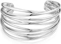 Gold Cuff Bracelet for Women Chunky Multi-layer Cross Wire Open Bracelet Hollow Wide Cuff Bracelets Adjustable Gold Open Cuff Bangle Bracelet