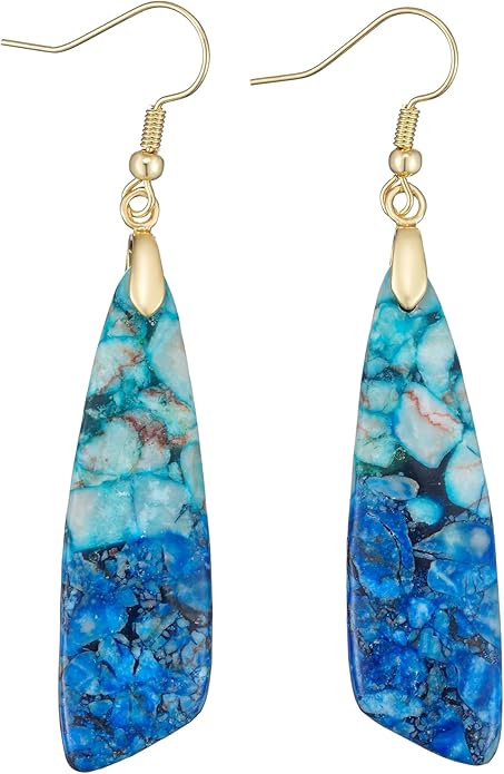 Boho Women Natural Stone Earrings Unique Healing Imperial Jasper Gemstone Energy Hypoallergenic Lightweight Dangle Drop Earrings Multiple Styles Earrings Jewelry for Birthday Party Gift