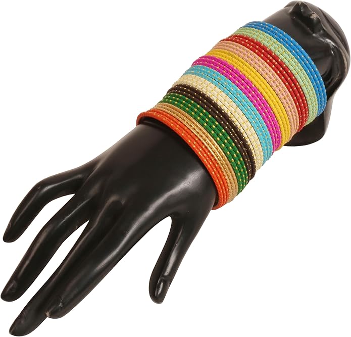 Touchstone indian bangles bracelets for women colorful churiyan set return gifts jewelry chudiya bulk pack bollywood metal bangle sets 12 textured vintage colors. Set of 144