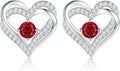 CDE Forever Love Heart Stud Earrings for Women, 925 Sterling Silver Birthstone Heart Stud Earrings Christmas Day Mother's Day Gift Anniversary Birthday Jewelry Gifts for Women Wife Her