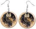 Round Wood Earrings Light Weight Printed Image Dangle Jewelry
