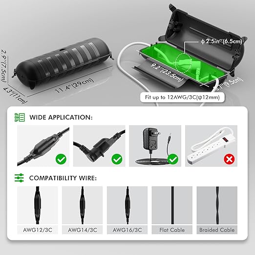 RESTMO Outdoor Extension Cord Cover, IP44 Waterproof Electrical Box | - Image 2