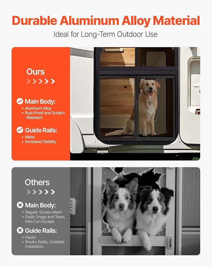 VEVOR RV Screen Door Protector, 22.5 x 20 inch Door Grille, Reinforced - Image 3