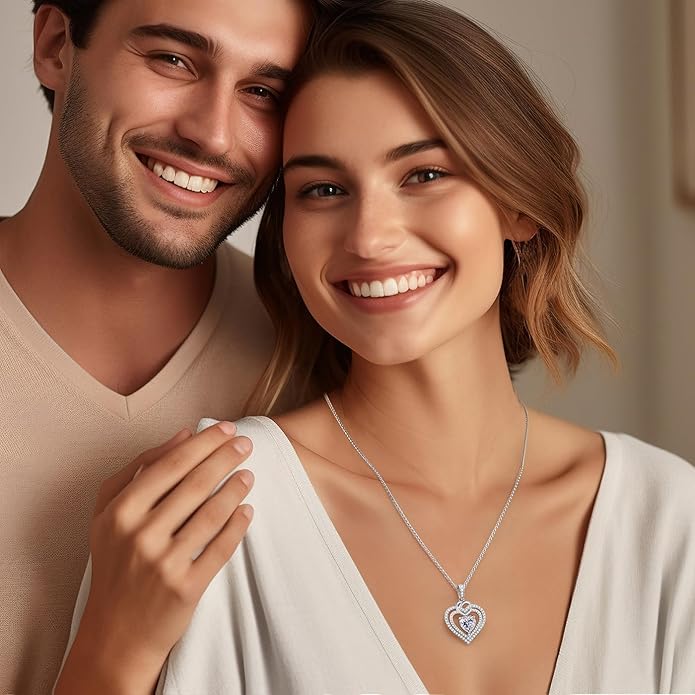 OOBEE Valentines Day Gift Moissanite Heart Necklaces for Women, 1- 4 Carat Moissanite 925 Sterling Silver 14K Gold Plated Pendant Necklace, Ideal Anniversary Birthday Christmas Mothers Day Jewelry Gifts for Mom Wife Her Girlfriend Daughter