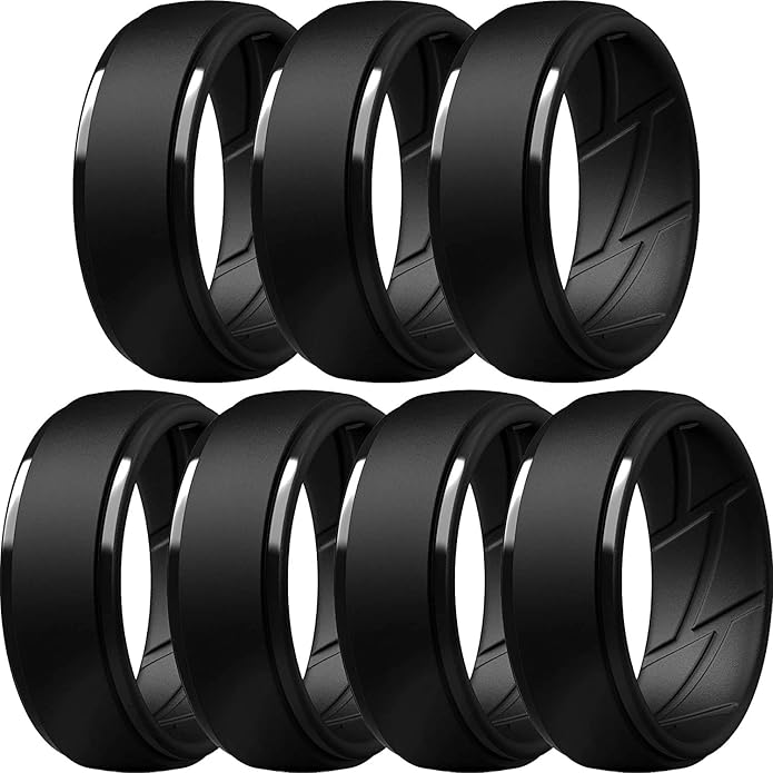 ThunderFit Men's Silicone Rings 10mm Wide 2.5mm Thick Rubber Bands, Breathable, Variety Multipack 1-10