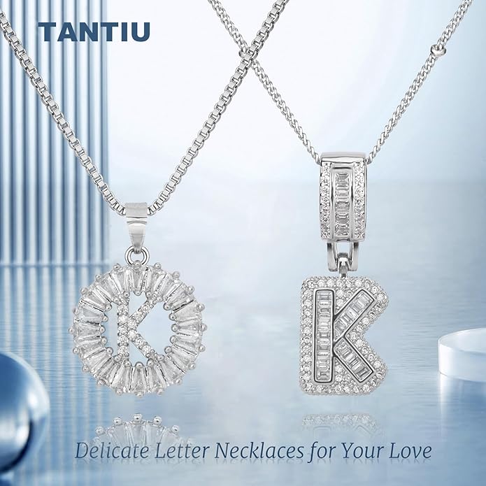 14K Gold Plated Alphabet Necklace Cubic Zirconia Letter Pendant, Personalized Name Jewelry Gift for Women, Customizable A-Z, Birthday/Mothers Day Gifts for Womens