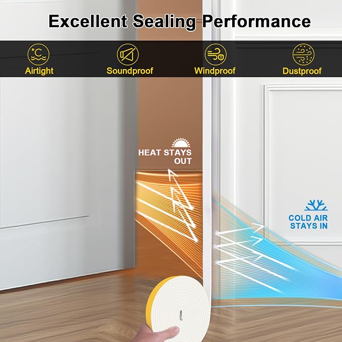 Foam Insulation Tape for Garage Door & AC, Strong Adhesive, 1x1/4in | Blocks - Image 3