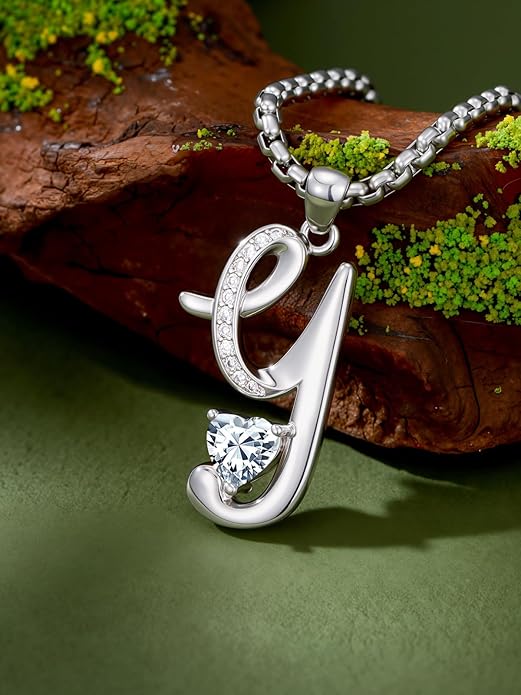 Valentines Day Gifts for Women Alphabet A to Z Initial Birthstone Pendant Necklaces for Women - 18k White Gold Plated Personalized Name Jewelry Valentine Mothers Day Birthday Gifts for Women Her Girlfriend