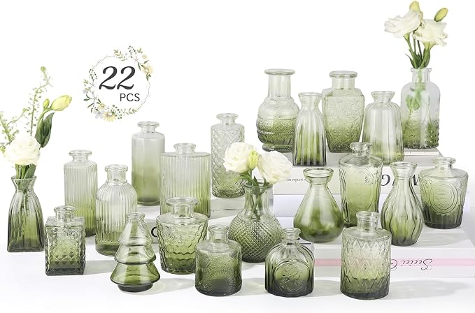 Glass Bud Vases Mini Flower Vase Small Vintage Vases by RUCKAE