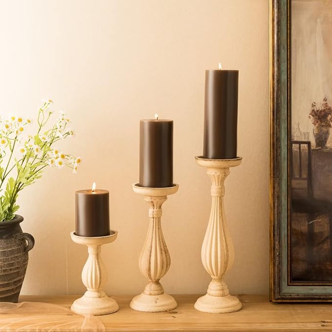 MOZEAL 3" x 6" Hand-Poured Unscented Candle, Dripless Pillar Candle Set of 3 - Image 6