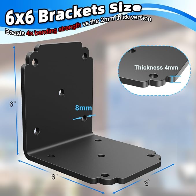 6"x6"x5.5" Heavy Duty L Bracket, 90 Degree Pergola Bracket - Image 5