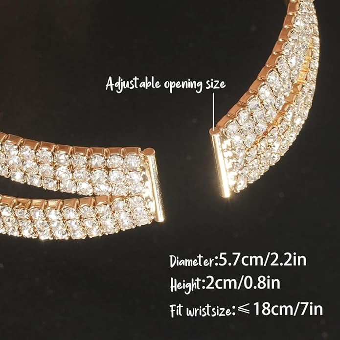Suyi Rhinestone Bracelet Multilayer Gold Cuff Bracelet for Women Crystal Braidal Bracelets