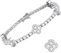 MOOSEA Valentines Day Gifts for Her - Clover Moissanite Tennis Bracelet, Lab Created Moissanite, 6.28-6.68 ct.tw, 925 Sterling Silver Tennis Bracelet for Women Anniversary Birthday Gifts 7.0-7.5INCH