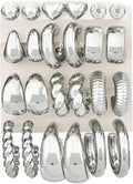 12 Pairs Chunky Gold Hoop Earrings for Women Trendy, Gold Plated Lightweight Hypoallergenic Stack, Thick Open Twisted Huggie Hoops Earring Set