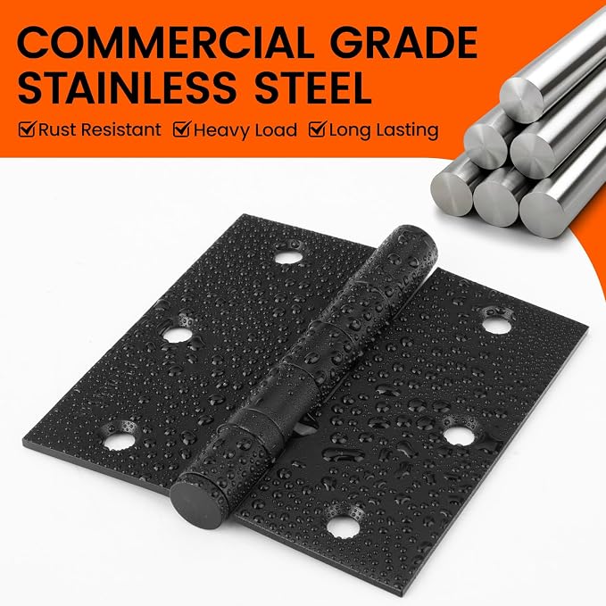 6 Pack Ball Bearing Hinges 3.5 Inch Matte Black Door Hinges - Image 2